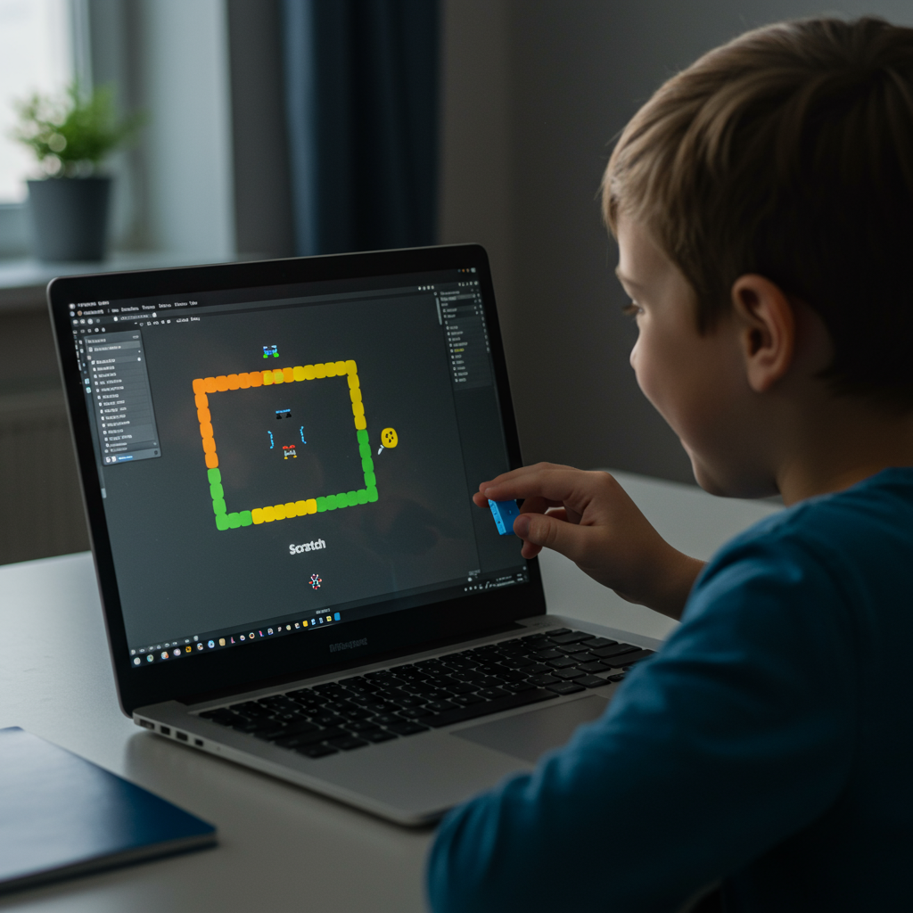 Dijete kreira svoju prvu igru koristeći Scratch